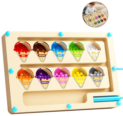 Guador Magnetic Color And Number Maze, Fine Motor Skills Toys,Montessori Maze Toy Wooden Fine Motor Skills Board Color,Toddler Montessori Educational Kids Preschool Sorting Toys For Kids Girls Boys