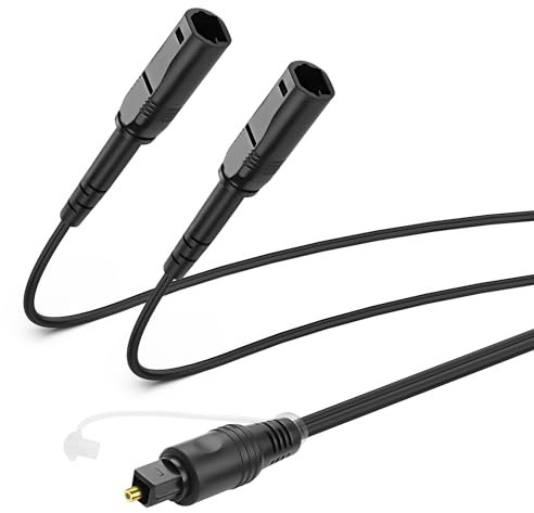 MEIRIYFA Adattatore digitale ottico splitter 1 in 2 out, Toslink Digital Fiber Optic Audio Splitter 1 spina ingresso 2 prese uscita per home cinema, lettore DVD, TV – 0,3 m (1 maschio a 2 femmina)