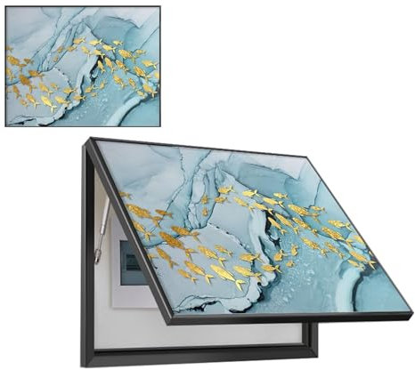 NZVZGKTNTW Indoor Electric Meter Box Cover Electrical Panel Hide Paintings,Distribution Box Decorative Cover Wall Hanging Painting,with Hydraulic Rod Supports,Free Punching(U,50x40cm/19.7x15.7inch)