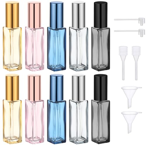 Segbeauty Parfümzerstäuber 10ml, 10 Stück Flakons zum Befüllen, Parfum Reise Zerstäuber, Nachfüllbar und Tragbare, für Datum, Party, Arbeit, Reisegadget (Glas)