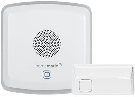 Homematic IP Smart Home Klingeltaster, Digitale Türklingel ohne Kabel, Benachrichtigung per App, Alexa & Google Assistant + Kombisignalgeber, Gong für Klingelatster, Einstellung per App