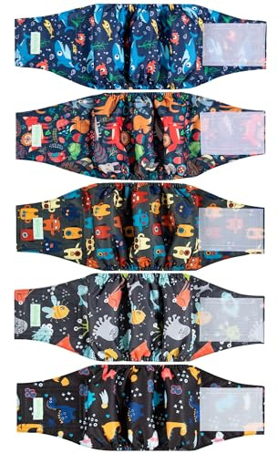 wegreeco Small Dog Diapers Male,Reusable Belly Bands for Male Dogs,Washable Doggie Puppy Diapers Wraps,Medium Large Size(5 Pack Small)