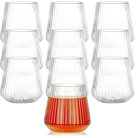 FWEEK Copas de Vino Plástico, 10 Unidades Vasos de Vino 400ml, Copas de Vino Plastico Duro Transparente BPA Libre para Casa, Camping, Fiestas