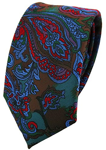 TigerTie - corbata estrecha - rojo azul lila verde multicolor Paisley modelada