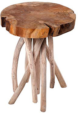 invicta INTERIOR Exklusiver Teakholz Beistelltisch Root 45cm massiver Hocker aus Wurzelholz Couchtisch Natur
