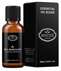 Mystix London | Bug Repellent Essential Oil Blend 50ml | Citronella Based Aromatherapy Oil | Fresh Outdoor Aroma for Home & Travel Use