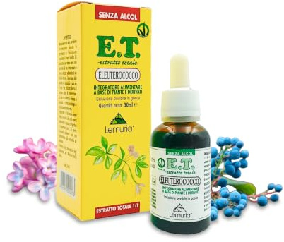 Lemuria - Eleuterococco E.T. - Favorisce Funzioni Cognitive e Memoria - Estratto Totale 1:1 Senza Alcol - Integratore Alimentare a Base di Piante e Derivati - 30 ml - Made in Italy