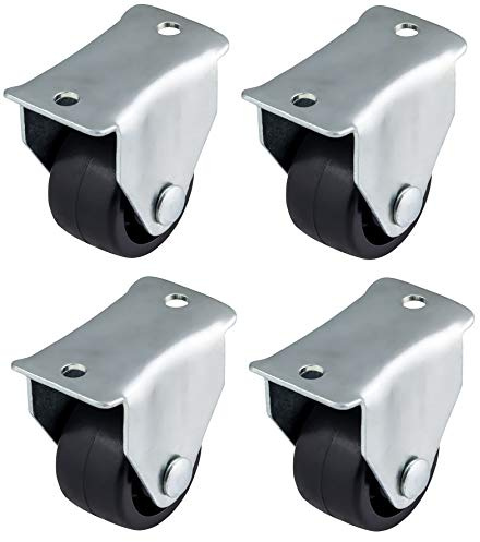 Bulldog Castors Lot de 4 mini roulettes fixes en plastique pour meubles, appareils et équipements Noir 50 kg