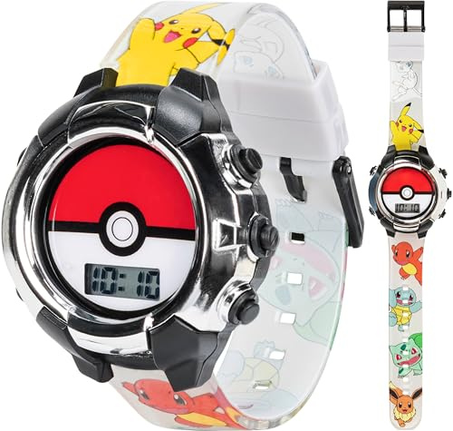 Accutime Kids Pokemon Pokeball Digital LCD Quartz Wrist Watch with Multicolor Strap, Cool Inexpensive Gift & Party Favor for Boys, Girls, Adults All Ages (Model: POK4245AZ)