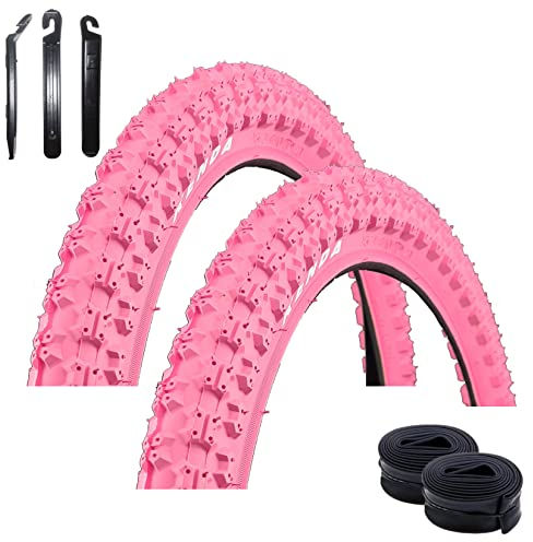 2 x Kenda 20 BMX K-51 Fahrradreifen in Pink 58-406 (20 x 2,25) + 2 passende Schläuche AV inkl. maxxi4you Reifenheber