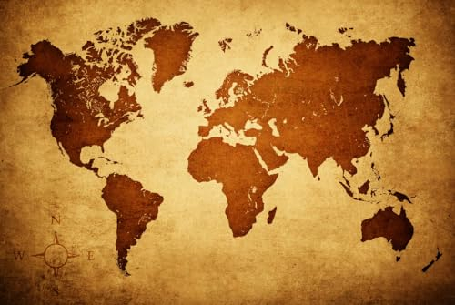 Magnettafel Pinnwand XXL Magnetbild Weltkarte Landkarte Antik Größe 60 x 40 cm