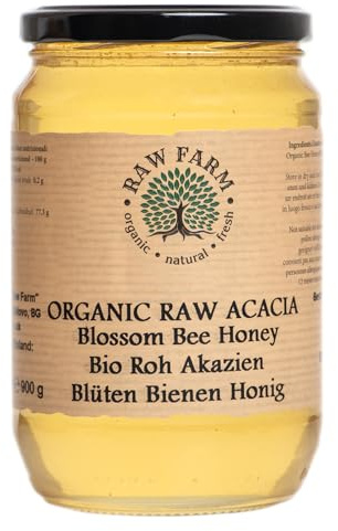 Raw Farm - Miel cruda de acacia ecológica - 900 g - Directa del apicultor, origen único de Europa
