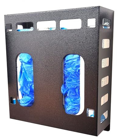 Autorack Metal Glove Box Holder Dispenser for Van Racking & Workshop | UK-made steel glove box holder storing 2 boxes of disposable gloves for vans, workshops, garages and workplaces
