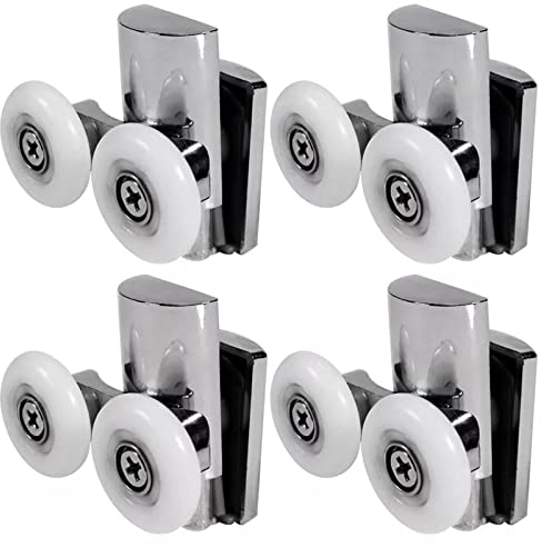 Nicoone Roulettes de Porte de Douche,23 mm Roues en Haut ou en Bas, porte Coulissante Douche pour Cabine Salle de Bains Porte en Verre (23mm/2top+2bottom)