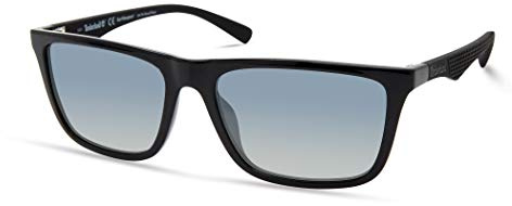 Timberland TBA9264 Gafas de Sol Hombre, Gafas de Sol Casual Ligeros, Forma Lente Rectangular, Lentes Polarizadas Humo, Negro Brillante
