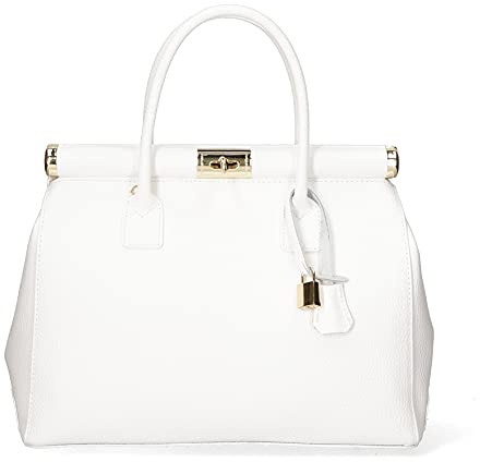Chicca Borse Borsa top handle donna borsa a mano in pelle dollaro borsa media italiana - Bianco
