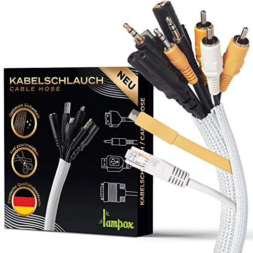 Kabelschlauch, Kabelkanal, Kabelmantel, Kabelschutz, Kabelmanagement, selbstschließend, zuschneidbar (3 Meter, weiß)