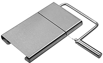 caihuashopping Käseschneider Käseschneider Edelstahl Käse Slicer Werkzeugkäse Slicer Drahtschneider mit Servierbrett für Harte Halbhartkäse Butter Käsehobel