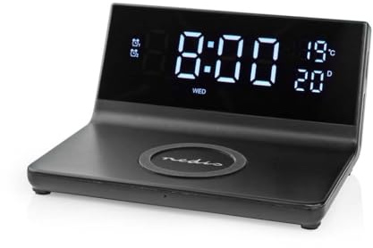 Nedis Wecker Kabelloses Ladegreät | Qi Zertifiziert | 5/7.5/10 / 15 W | USB-A Stecker | 2 Alarmzeiten | Snooze-Funktion