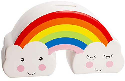 alles-meine.de GmbH große Spardose - Regenbogen - 19 cm - mit Verschluss - stabile Sparbüchse - aus Keramik/Porzellan - für Kinder & Erwachsene/Sparschwein/lustig witzig - ..
