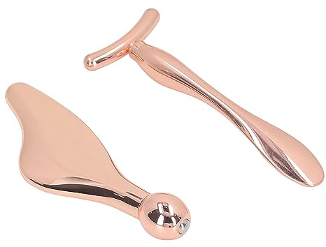 2 Stück Gesichtsroller-Massagestäbe, Gesichtsroller-Massagegerät, T-förmiges Gesichtsmassagegerät-Set, Kühlende Metall-Gesichtsmassagewerkzeuge, Beauty Skin Roller Facelifts Augen Reduzieren Schwellun