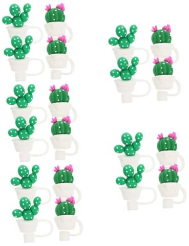 ifundom 20 Piezas Tapones De De Cactus Punta De Cubre Fruta Accesorios De Cerveza Cubierta De Pajitas De Metal Dibujos Animados Tapa contra El Polvo De Polivinilo