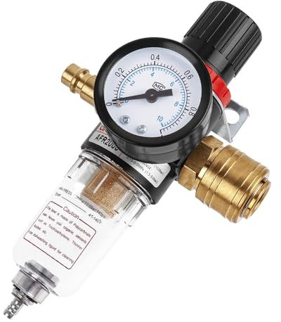 Casenly Druckluft Wartungseinheit Druckminderer 1/4, Druckluft Regler Kompressor Zubehör mit Wasserabscheider und Schnellkupplungen für Druckluft Kompressor Filter und Luftwerkzeuge