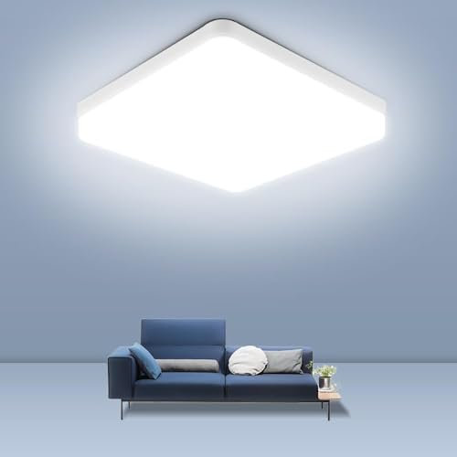 CANMEIJIA Ceiling Light, 6500K Square LED Ceiling Lights, 48/50W Energy Saving White, LED Panel Light Bright Indoor Lamp Fitting for Living Room Kitchen Bedroom Hallway