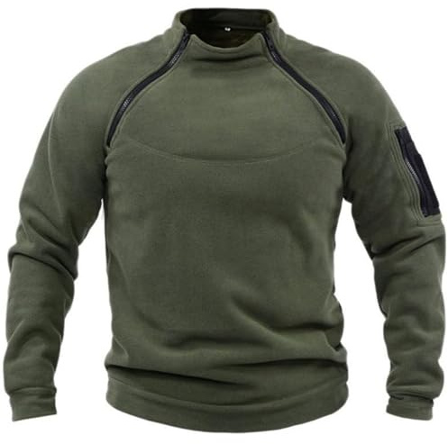 Agess Herren Tactical Fleece Pullover Jacke Army Combat Sweatshirt Military Athletic Sport Jumper Tops Winddichte Pullover Freizeit Zip Top ohne Kapuze (10,M,M)