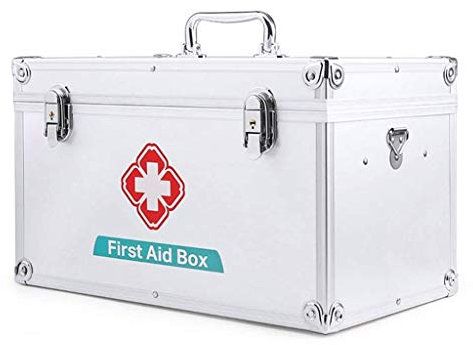 Erste-Hilfe-Kasten, Erste-Hilfe-Set mit Griffen, herausnehmbares Innenfach, rot mit weißem Kreuz, Aufbewahrungsbox für medizinische Taschen aus Metall (Größe: Klicken Sie Hier, um 12ih auszu