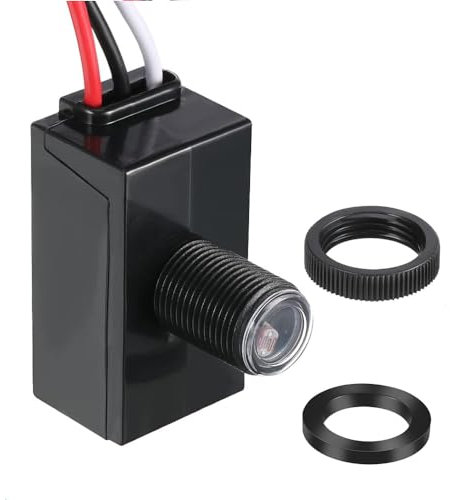 Meskliu Mini Twilight Switch, AC110-240V 5A Photocell Light Switch, Highly Sensitive Light Control Switch with Photo Sensor, Automatic Light Control Sensor