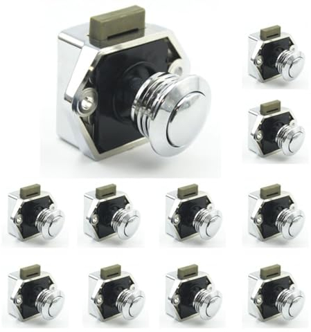 10 Stück Silber Schlösser Push Button Lock Door Lock Cabinet Lock Catch für Caravan Van Yacht Wohnmobil Türschrank Schrank