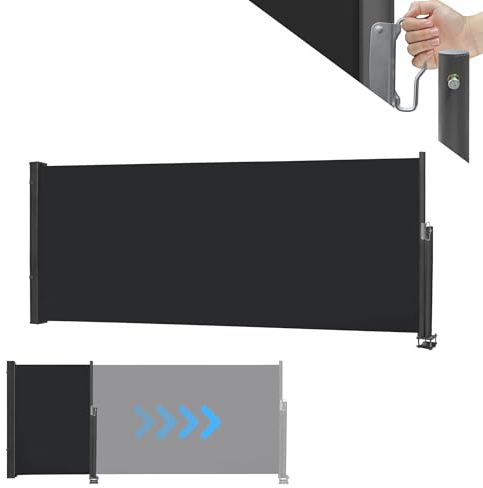 MAYTIIMO Seitenmarkise Ausziehbar Sichtschutz UV-Schutz Blickdicht Markise Windschutz Seitenrollo aus Polyester für Balkon Terrasse, 100 x 300 cm, Anthrazit
