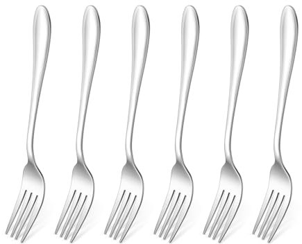 HaWare Large Stainless Steel Dinner Table Fork Set of 6, Mirror Polished& Dishwasher Safe - 20cm
