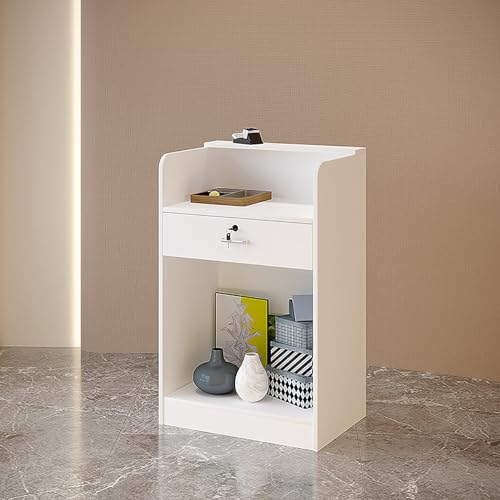 Große Empfangstheken,Bürotheke Rezeption Tisch,Empfangstheke mit Schubladen,Laden-Theke Verkaufstheke,Büromöbel Rezeptionsmöbe,für Firmenempfang Ausstellung Produktdemonstrationen.(Color:Stone white,S