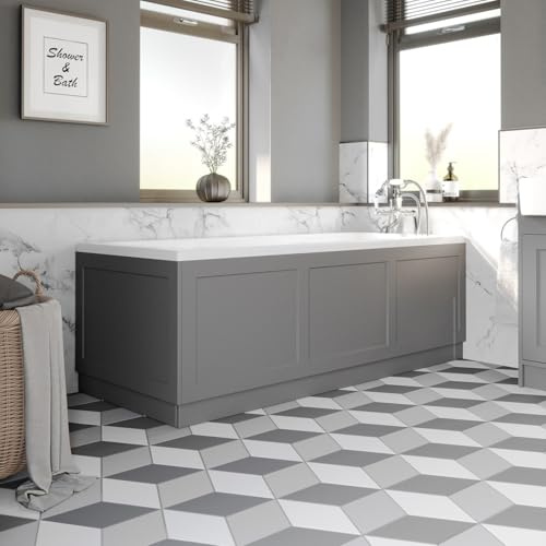 Affine® Traditional 1700 Side Front Panel MDF Bath Panel 18mm, Wooden Panels for Bathroom Baths Soaking Tubs, Adjustable Plinth, Easy to Cut, Matt Dark Grey