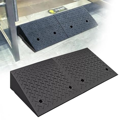 Gummi Bordsteinrampe, Auffahrrampe, Robuste Türschwellenrampe für 5-20 cm Hohe Stufen, Auffahrt, Gehsteig, Auto, LKW, Fahrrad(100x50x12cm/39.4x19.7x4.7in)