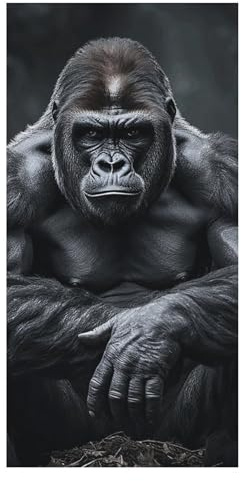 NQLYUT Strandtuch, übergroß, schnell trocknend, Badetuch für Erwachsene, 80 x 160 cm, Gorilla auf dem Boden, Strandtücher, sandfrei, leichtes Handtuch für Reisen, Camping