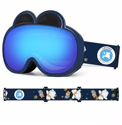 LECAGE Skibrille Kinder Doppelschicht-Antibeschlag Snowboardbrille für Jungen und Mädchen UV-Schutz Niedlich und Bezaubernd Ski Brille Helm Kompatible Schneebrille Kleinkind Alter 2-6 (C05)