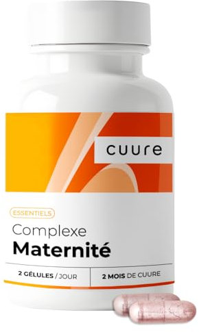 Complexe Maternité Plus Assimilable que l'Acide Folique - CUURE - 45 Jours - Conception, Grossesse et Allaitement - 15 Actifs de Haute Qualité - Vitamine B9, B12, D, Iode, Zinc - Fabriqué en France
