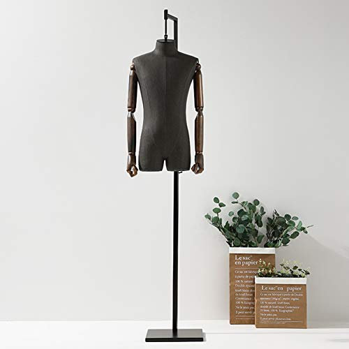 CVNIMV Schaufensterpuppe Schaufensterpuppenkörper, Fiberglas-Schneiderpuppe für Damen/Herren, Schneiderbüste für den Einzelhandel mit Kleidung, 2 Farben, Schwarz, Männlich, B