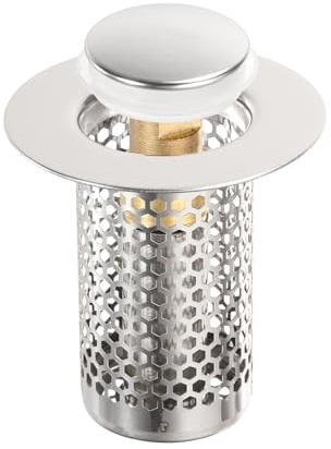 sourcing map Bathroom Sink Drain Strainer, Sink Stopper Hair Catcher with Removable 304 Stainless Steel Filter Basket 2 x 2 Fit 1.3-1.8 Hole for Bathroom Sink Stopper Replacement