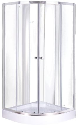 Cabina de ducha de 80 x 80 cm de cristal semicircular con dos puertas rubí, elegante y funcional, de cristal templado con marco de aluminio cromado, apertura deslizante y perfil de compensación