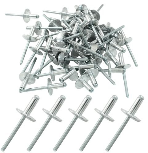 Litoexpe 60 Pcs 3/16 x 1/2 Flange Blind Rivets, Stainless Steel Blind Pop Rivets Flange Diameter 5/8 (16 mm), Grip Range (4.8-8mm)