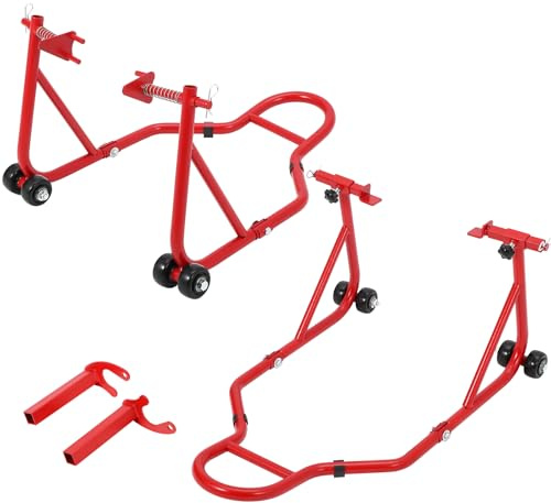 Motorcycle Stand Lift, 850lbs Front Rear Stand Lift Stand, Universal Paddock Lift Stand, Front Wheel Fork Stand, Rear U+L Fork Swingarm Spool Stand, for Parking, Maintenance, Cleaning