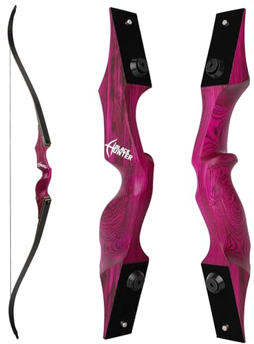 Poearcus 60“ Black Hunter Original Recurve Bogen und Pfeil Set 20-60lbs Links/Rechtshänder Jagdbogen Wettkampfbogen Langbogen für Schießübungen