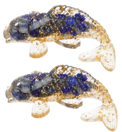 Toddmomy 2 Stück Kleine Kristallfischfigur Koi Fischdekoration aus Resin Epoxy mit Detailreicher Verarbeitung für Wohnkultur und Desktop Deko