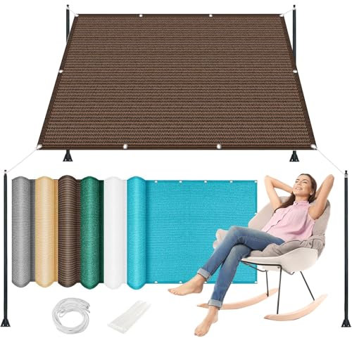 Tenda da Sole Telo Parasole 150 x 150 cm Traspirante e Protezione Solare Raggi UV Vela Parasole Tenda da Sole con Fune e Occhiellato per Giardino, Balcone, Terrazza, Marrone