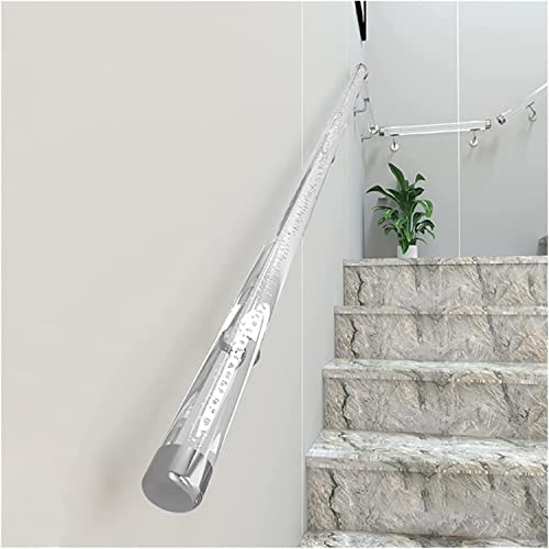 Banister Rails Handrail for Stairs, Non-Slip Wall Mount Railing for Elderly and Kids, Clear Acrylic Construction, Durable Silver and Gold Brackets Included