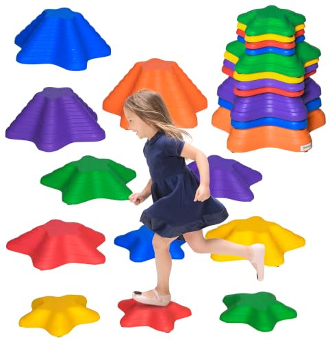 Outsunny Balanciersteine für Kinder Rutschfeste Stapelbar 3-8 Jahren | 11 Stück, Balance Steine zur Förderung von Balance Gleichgewichts, Flusssteine, Trittsteine für Drinnen Draußen